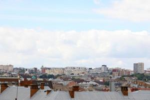 LVIV, UKRAINE - SEPTEMBER 11, 2022 Panorama view of the historical old city in Lviv, Ukraine photo