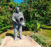 BODRUM, TURKEY - October 8, 2021 Sculpture on the embankment of the city on the coast of the Aegean Sea. Travel and tourism concept, luxury vacation. photo