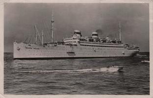 A 1963 photograph of the Admiral Nakhimov ship. The postcard was issued in the USSR. photo