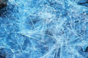 Ice surface of the river. Texture of ice shards. Winter background. photo