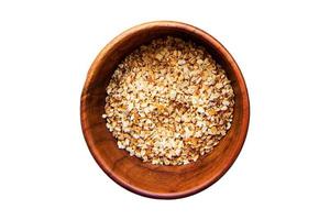 3585 Wooden bowl with crushed almonds isolated on a transparent background photo