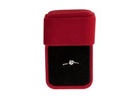 2332 Red engagement ring box and ring isolated on a transparent background photo