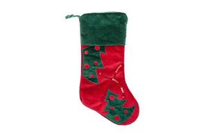 6728 Red christmas sock isolated on a transparent background photo