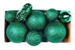 6529 Green christmas ball in a box isolated on a transparent background photo