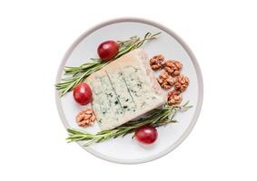 2569 Gray plate with blue cheese isolated on a transparent background photo