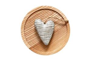 5190 Wooden tray with heart christmas decoration isolated on a transparent background photo