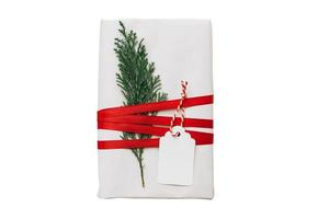 6638 Red christmas gift box isolated on a transparent background photo