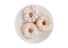 2224 White plate with donuts isolated on a transparent background photo