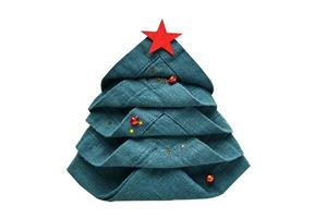6592 Green napkin christmas tree isolated on a transparent background photo
