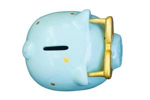 2526 Blue piggy bank isolated on a transparent background photo