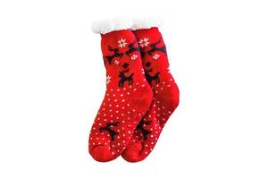 5223 Red christmas socks isolated on a transparent background photo