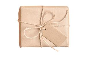 4189 Beige gift box isolated on a transparent background photo