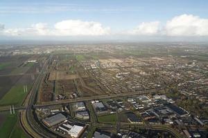 Amsterdam Harbor Channels roads Aerial view panorama photo