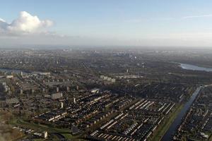 fog and clouds amsterdam area aerial view photo