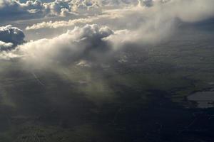 fog and clouds amsterdam area aerial view photo