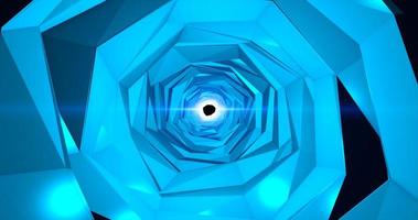 Abstract blue moving tunnel from the edge of the pentagon and segments industrial futuristic hi-tech, abstract background photo