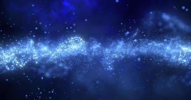 Abstract blue glowing flying waves of energy particles futuristic high tech background photo