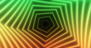 Abstract glowing neon pentagons swirling green and yellow lines energy futuristic high tech background photo