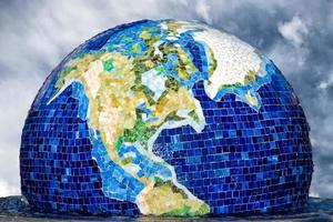 earth globe on sky background photo