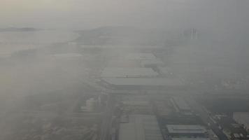 Aerial view blurry view of Batu Kawan Industrial area video