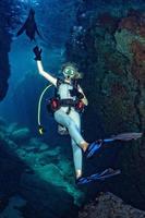 blonde woman playing with sea lion photo