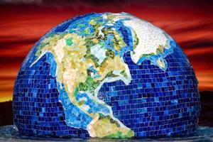 Earth globe on nuke background photo