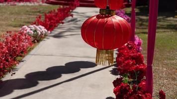 Red Chinese lantern decoration in shadow video