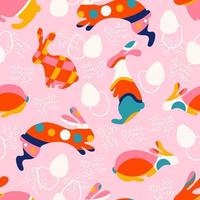 Seamless pattern with Easter bunny rabbits vector illustration