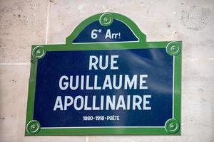 Guillaume apollinaire street sign in paris photo