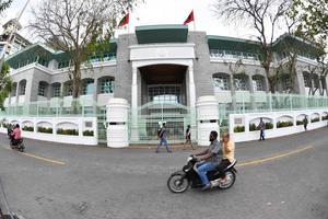 MALE, MALDIVES - MARCH, 4 2017 - President palace in the street before evening pray time photo