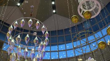 Artificial snow bubble fall from ceiling