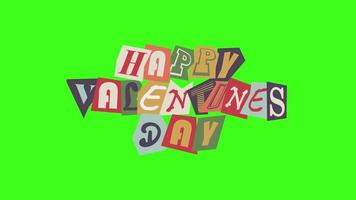 green screen happy valentines day with ransom styles typography. animation happy valentines day with ransom note paper styles on green screen. video
