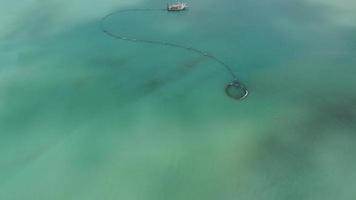 Aerial view boat used for reclamation purpose video