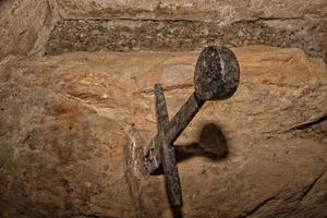 real sword in the rock in san galgano tuscany photo