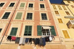 camogli house clothes drying to the sun photo