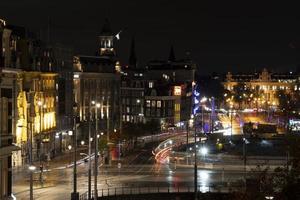 amsterdam central station at night cityscape photo