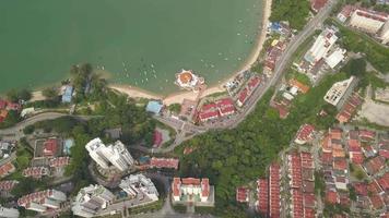 Aerial view floating mosque near sea coastal video