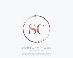 Initial letter SC Feminine logo beauty monogram and elegant logo design, handwriting logo of initial signature, wedding, fashion, floral and botanical with creative template vector