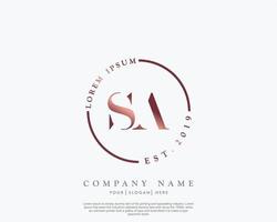 Initial letter SA Feminine logo beauty monogram and elegant logo design, handwriting logo of initial signature, wedding, fashion, floral and botanical with creative template vector