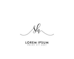 Initial letter SH Feminine logo beauty monogram and elegant logo design, handwriting logo of initial signature, wedding, fashion, floral and botanical with creative template vector