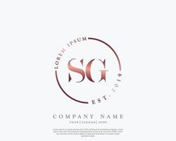 Initial letter SG Feminine logo beauty monogram and elegant logo design, handwriting logo of initial signature, wedding, fashion, floral and botanical with creative template vector