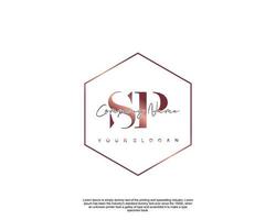 Initial letter SP Feminine logo beauty monogram and elegant logo design, handwriting logo of initial signature, wedding, fashion, floral and botanical with creative template vector