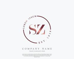 Initial letter SZ Feminine logo beauty monogram and elegant logo design, handwriting logo of initial signature, wedding, fashion, floral and botanical with creative template vector