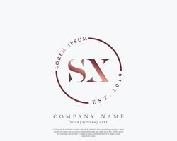 Initial letter SX Feminine logo beauty monogram and elegant logo design, handwriting logo of initial signature, wedding, fashion, floral and botanical with creative template vector