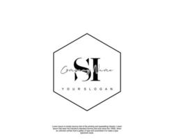 Initial letter SI Feminine logo beauty monogram and elegant logo design, handwriting logo of initial signature, wedding, fashion, floral and botanical with creative template vector