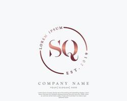 Initial letter SQ Feminine logo beauty monogram and elegant logo design, handwriting logo of initial signature, wedding, fashion, floral and botanical with creative template vector