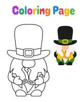 Coloring page with Leprechaun for kids vector