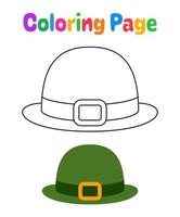 Coloring page with Leprechaun Hat for kids vector