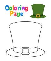 Coloring page with Leprechaun Hat for kids vector