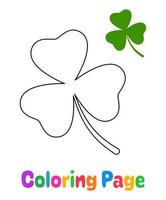 Coloring page with Clover Leaf for kids vector